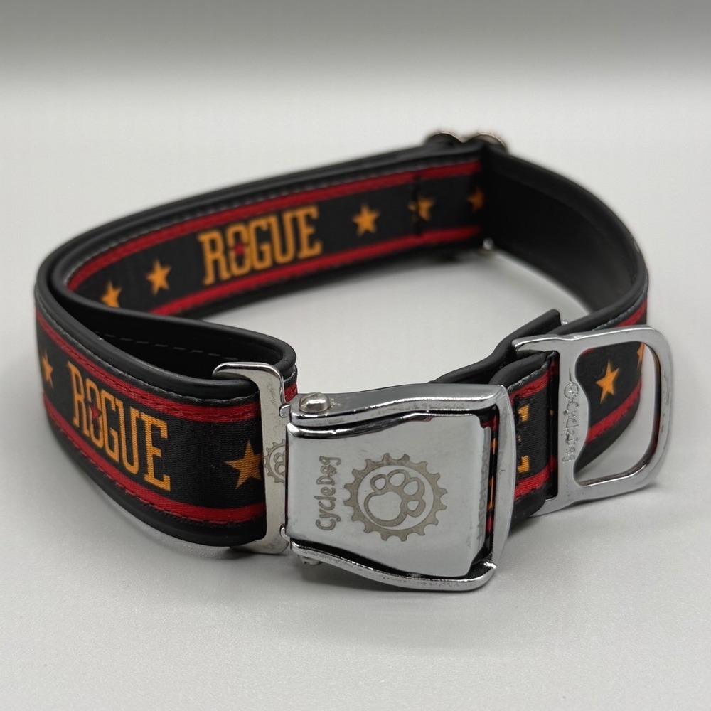 Cycle Dog Rogue Dog Collar Latch-Lock Buckle Bottle Opener Black Red Large